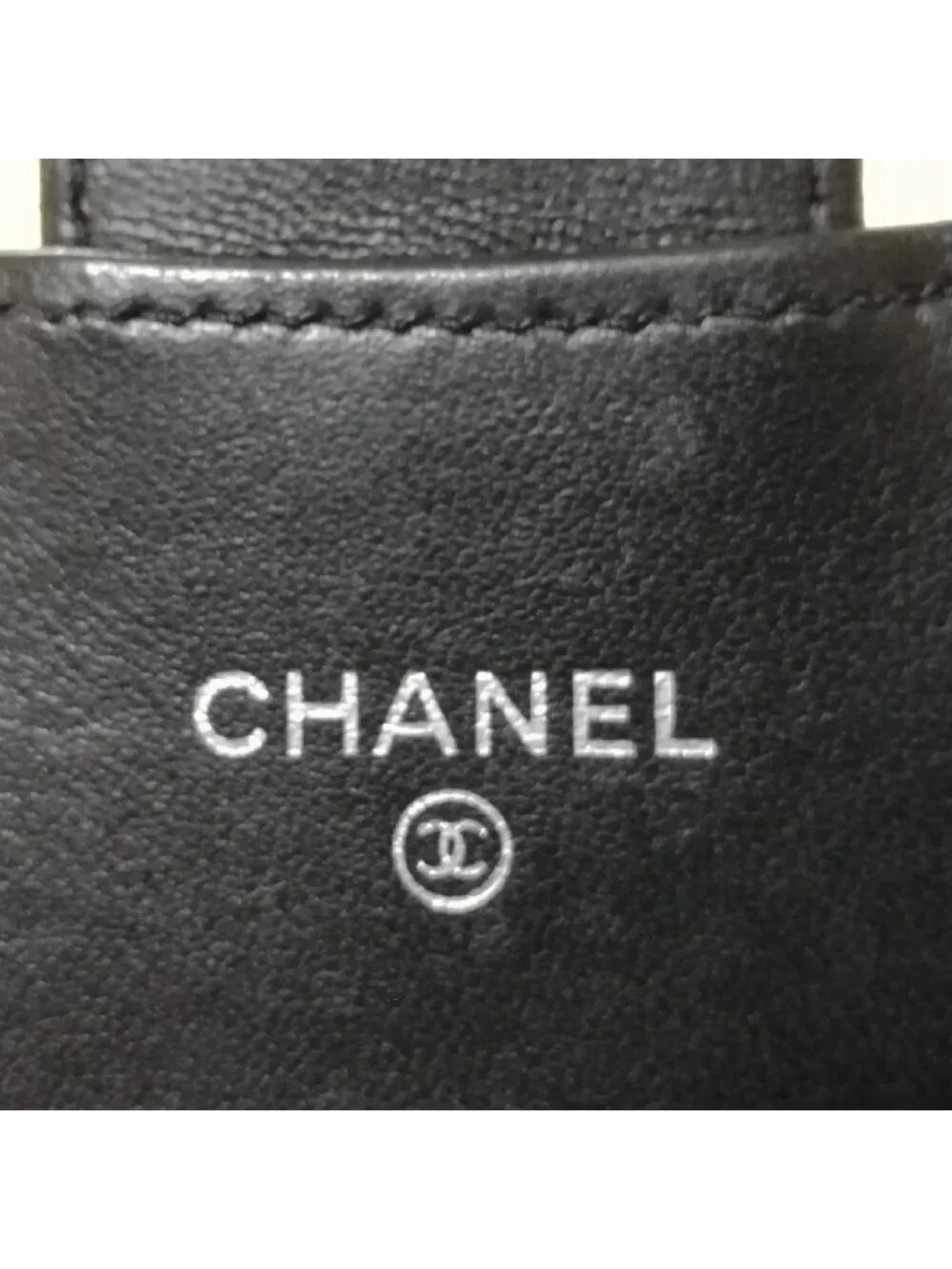 Chanel Caviar Leather Quilted Wallet Black Silver